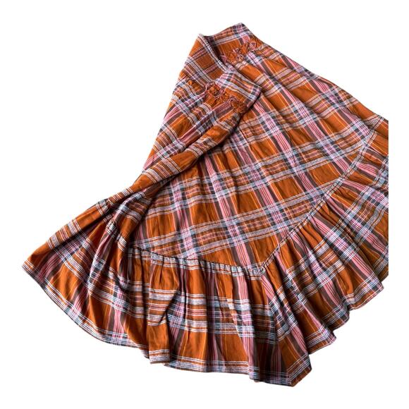 Anthropologie Plaid A-Line Midi Skirt high low high waisted size XL - Picture 10 of 16